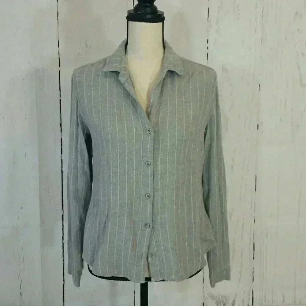 Cloth & Stone Grey Striped Flannel